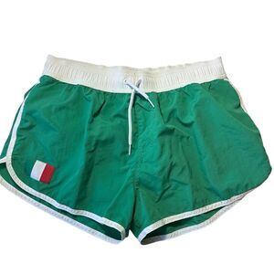 Bershka Swimwear Green Retro Italy Shorts, Large
